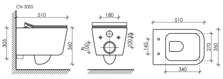 Унитаз подвесной безободковый Ceramica Nova Metric Rimless CN3007 белый, с сиденьем фото