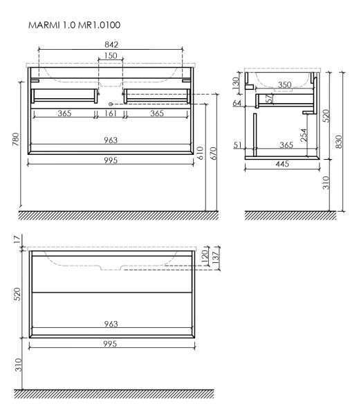 Тумба под раковину Sancos Marmi 1.0 MR1.0100ECH дуб чарльстон фото