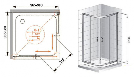 Душевой уголок Cezares Pratico PRATICO-A-2-100-P-Cr 100х100 см фото