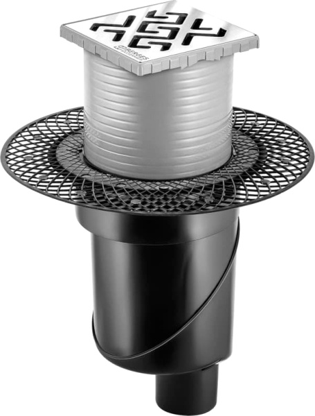 Душевой трап Berges Wasserhaus Platz Antik 091060 10x10 см, хром фото