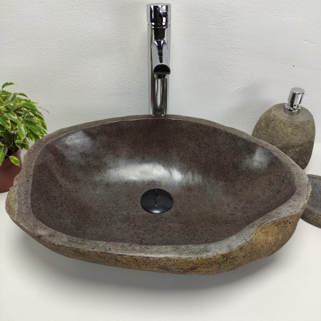 Накладная раковина из речного камня RS0900 (53*37*15) фото