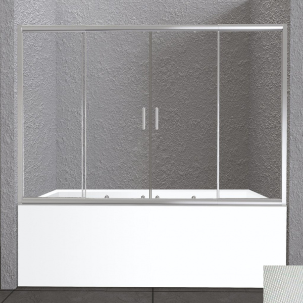 Шторка на ванну раздвижная BelBagno Unique UNIQUE-VF-2-150/180-140-P-Cr матовое стекло фото