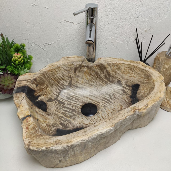 Накладная раковина из окаменелого дерева Fossil Basin OD-01305 (57*44*14) фото