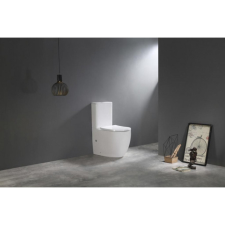 Унитаз напольный безободковый CeramaLux N NS2177 с сиденьем фото