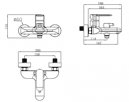 Смеситель для ванны с душем Kaiser Estilo 62022 фото