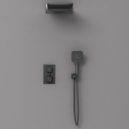 Душевая система скрытого монтажа с термостатом Vincea VSFW-103TMB черная матовая фото