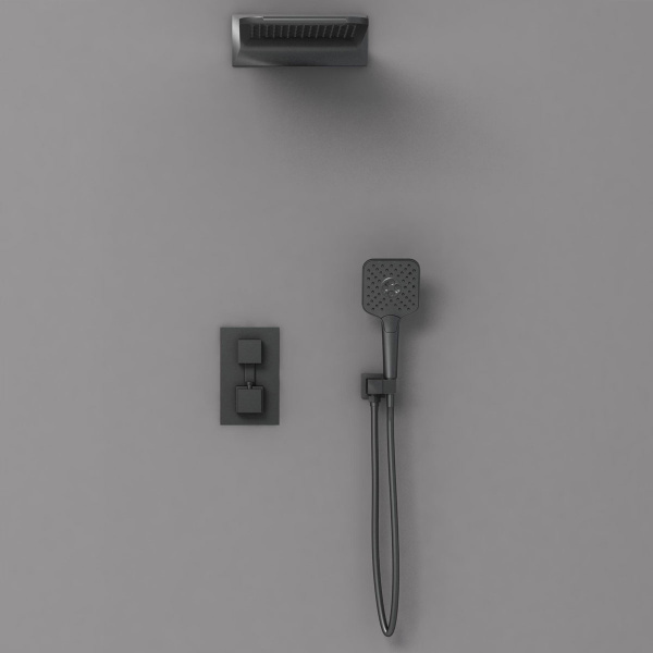 Душевая система скрытого монтажа с термостатом Vincea VSFW-103TMB черная матовая фото