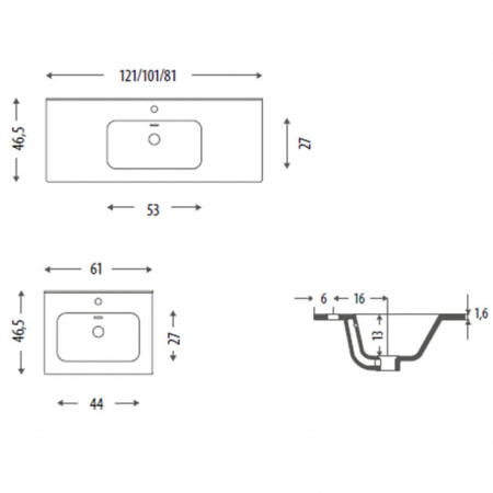 Раковина Eban Slim FPLSL061-B*1 61 см фото