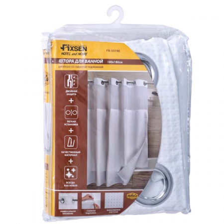 Текстильная шторка для ванны Fixsen Hotel FX-3319E фото