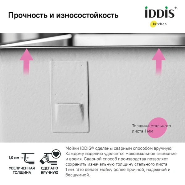 Мойка для кухни из нержавеющей стали Iddis Edifice EDI21S0i77 21x44 фото