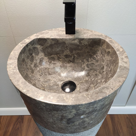 Раковина напольная из мрамора Grey MN-01349 (40*40*90) фото