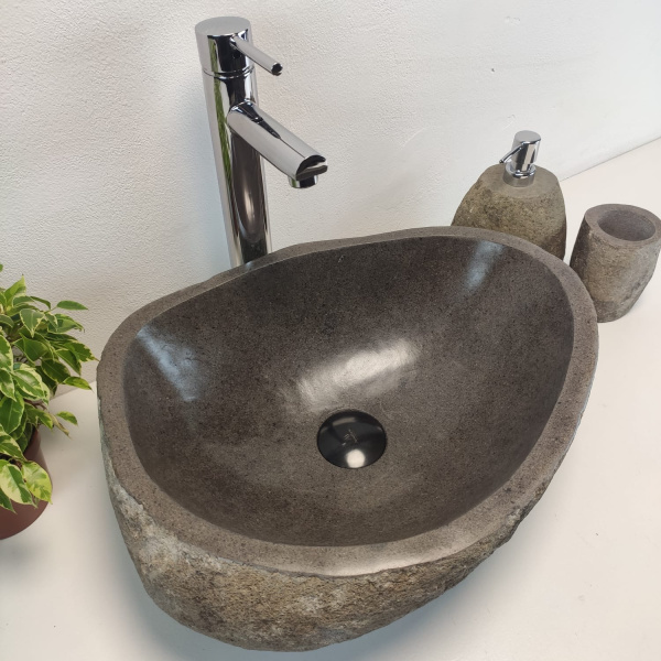 Накладная раковина из речного камня RS0933 (50*35*15) фото