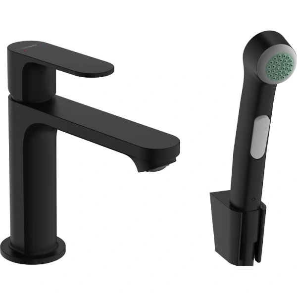 Смеситель для раковины с гигиеническим душем Hansgrohe Rebris 72215670 черный фото