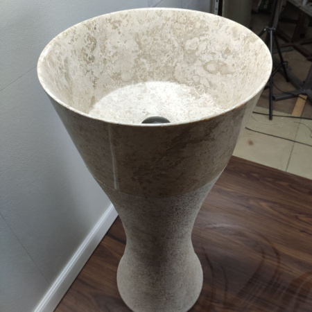 Раковина напольная из мрамора Cream MN-01362 (40*40*90) фото