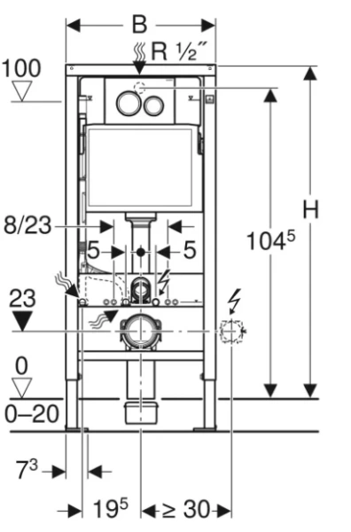 Инсталляция для унитаза Geberit Duofix Delta 458.134.21.2 с клавишей хром фото
