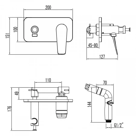Гигиенический душ со смесителем Lemark Bronx LM3720GM фото