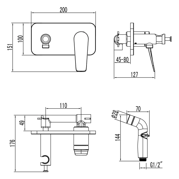 Гигиенический душ со смесителем Lemark Bronx LM3720GM фото