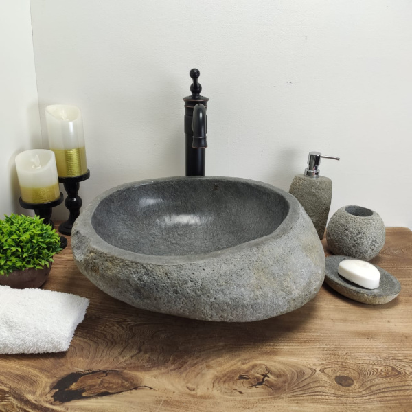 Накладная раковина из речного камня RS0581 (43*41*15) фото