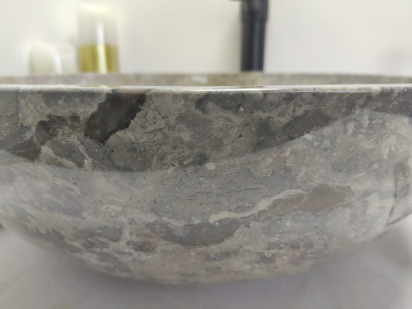 Раковина из мрамора Indo Bowl Grey теплый Tin Lip Medium BM-00263 фото
