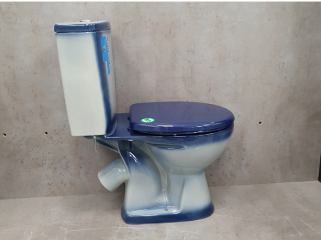 Унитаз-компакт напольный Rosa Уют 463348 синий, с сиденьем фото