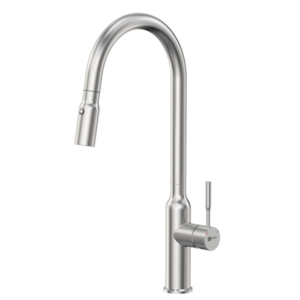 Смеситель для кухни с выдвижной лейкой Lemark Expert LM5086S сталь фото