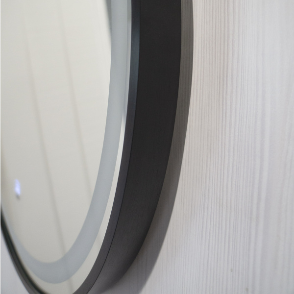 Зеркало с подсветкой, сенсорным выключателем и подогревом Comforty Лея 75 00-00019347 черное матовое фото