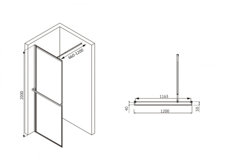 Душевая перегородка ABBER Immer Offen AG60120B8 120 см фото