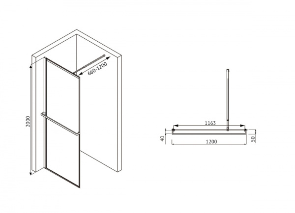 Душевая перегородка ABBER Immer Offen AG60120B8 120 см фото