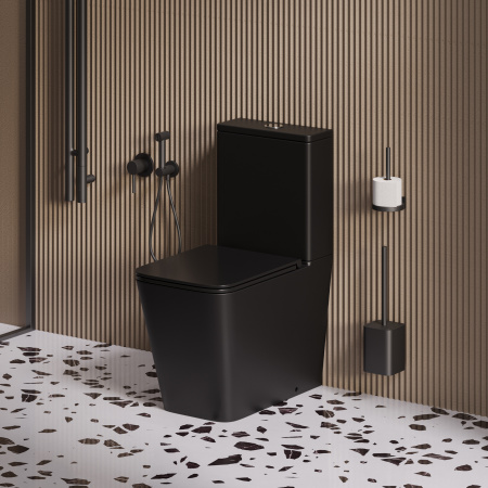 Унитаз напольный Grossman Tornado GR-4418BMSQ черный матовый, с сиденьем фото