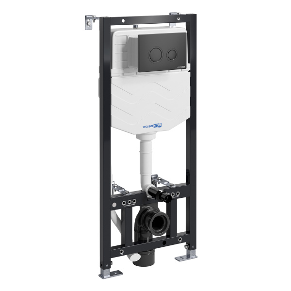 Инсталляция для подвесного унитаза WasserKRAFT Aller 10TLT.010.ME.MB01 с кнопкой, черная матовая фото