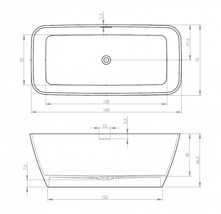 Ванна из литьевого мрамора Riho Malaga BS3000500000000 160х75 фото