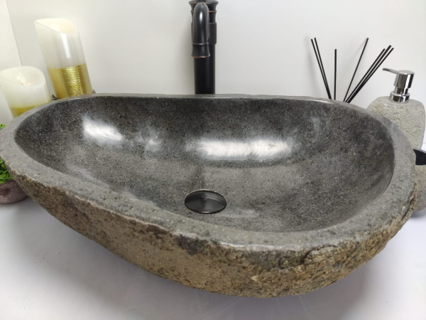 Накладная раковина из речного камня RS0481 (58*44*15) фото