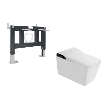 Электронный унитаз-биде импульсный Abber Rechteck AC1215S с инсталляцией AC0101P фото