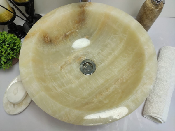 Накладная раковина из оникса Indo Bowl Yellow Small  BO-00369 фото