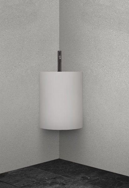 Раковина подвесная моноблок Abber Stein AS2625 угловая, белая матовая фото