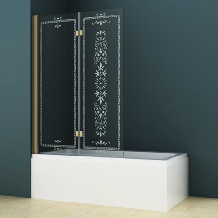 Шторка на ванну складная Cezares Royal Palace ROYAL PALACE-V-21-120/145-CP-Br прозрачное стекло фото