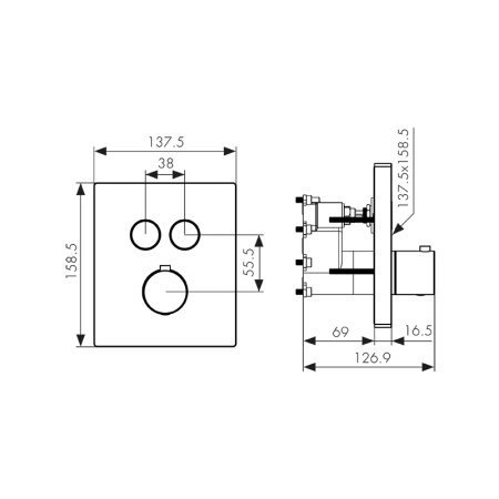 Смеситель для ванны и душа с термостатом Kaiser Sano 08377 хром фото