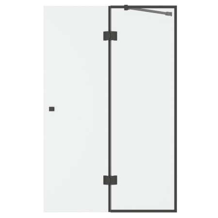 Стеклянная шторка на ванну распашная D&K Matrix DG1109025 90 см черная матовая прозрачное стекло фото