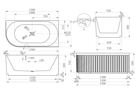 Ванна акриловая Abber AB9412-1.5 R 150x75 фото