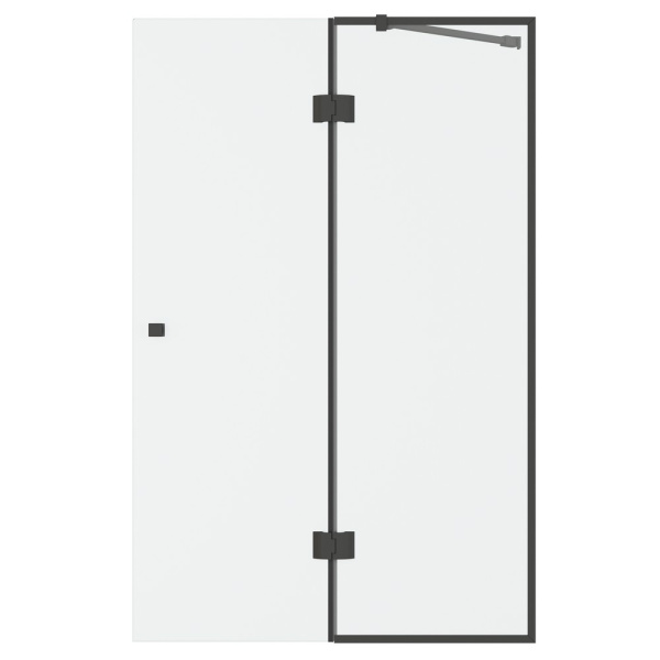 Стеклянная шторка на ванну распашная D&K Matrix DG1109025 90 см черная матовая прозрачное стекло фото