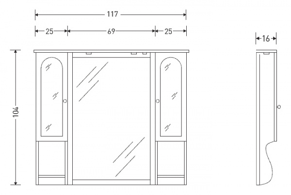 Зеркало-шкаф Eban Arianna/Gemma FCPLS1152N 117 см фото