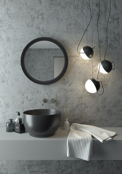 Зеркало с подсветкой Art&Max Napoli AM-Nap-600-DS-F 60x60 черное матовое фото