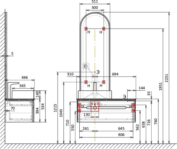 Тумба под раковину с подсветкой и динамиками Jorno Shine 100 Shi.01.100-M/P/A фото