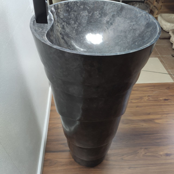Раковина напольная из мрамора Pedestal Black Spiral MN-393 (45*45*90см) фото