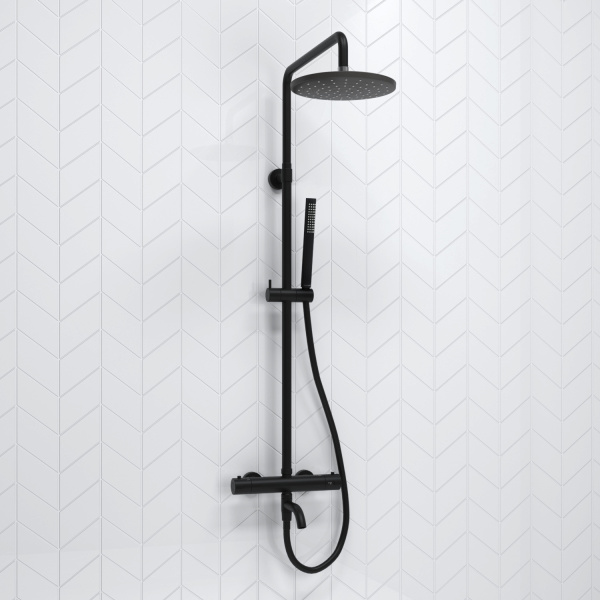Душевая система (стойка) с термостатом WasserKRAFT Thermo A288.077.217.BM черная матовая фото