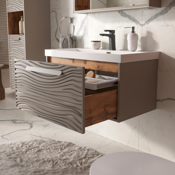 Тумба под раковину EQUIL Gleam 80 tpGLEAM80.1Y-25 амарок/дуб вотан фото