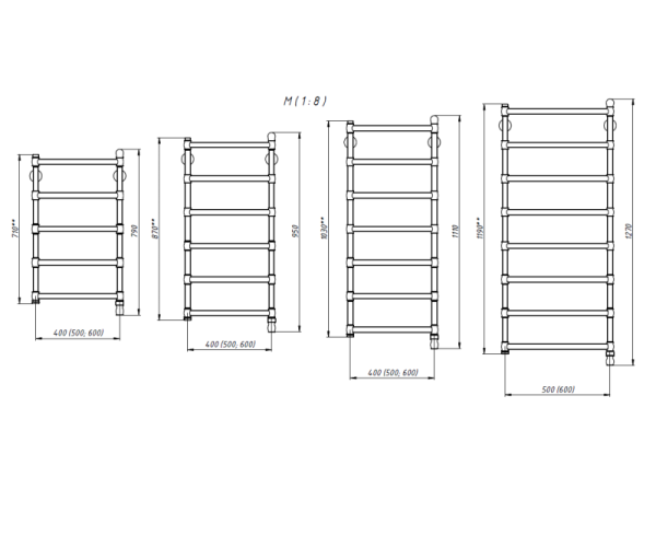 Водяной полотенцесушитель 800x500 Ретро Bronze de Luxe (Бронза) фото