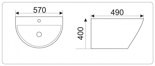 Раковина-моноблок подвесная CeramaLux N NB 165 57х49 фото