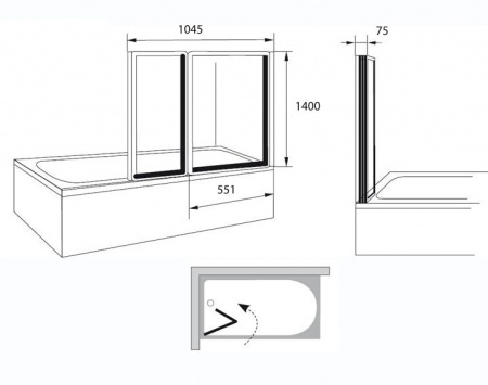 Шторка для ванны складная Ravak Supernova VS2 105 796M0100ZG белый/grape фото