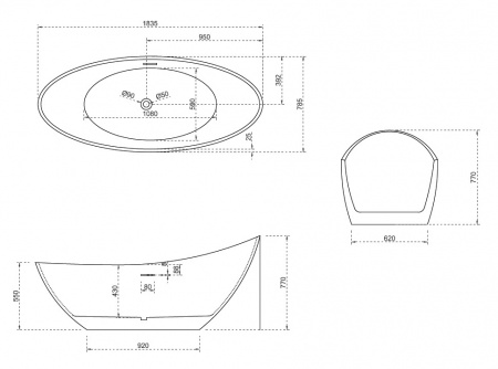 Ванна акриловая Abber AB9233DB 185x80 фото